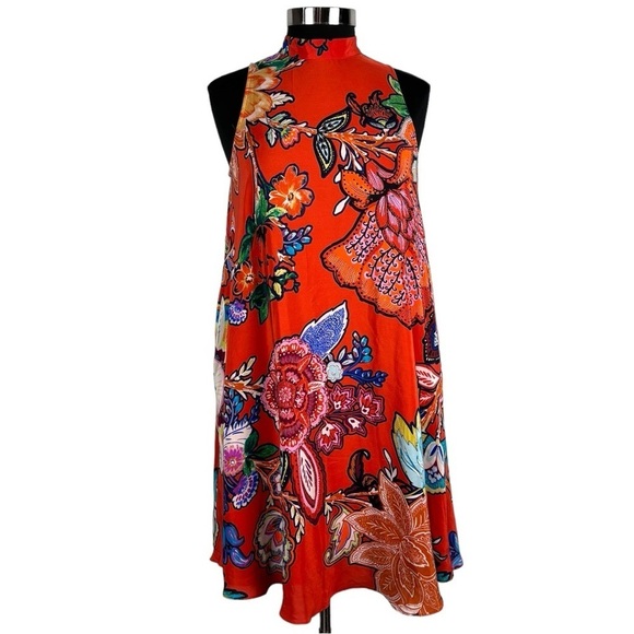 ANTHROPOLOGIE MAEVE LARKHILL SILK FLORAL PAISLEY SLEEVELESS SWING DRESS - Picture 5 of 14